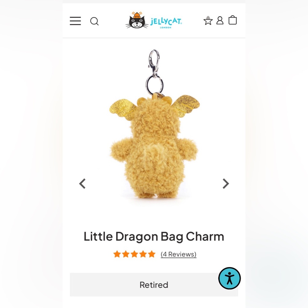Jellycat Little Dragon Bag Charm - RETIRED - Picture 3 of 7